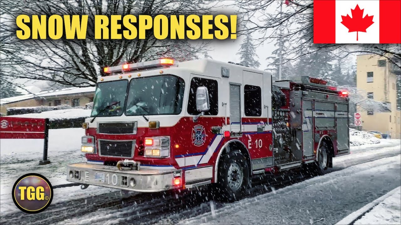 [Vancouver] UBC Fire Trucks Responding In The Snow!