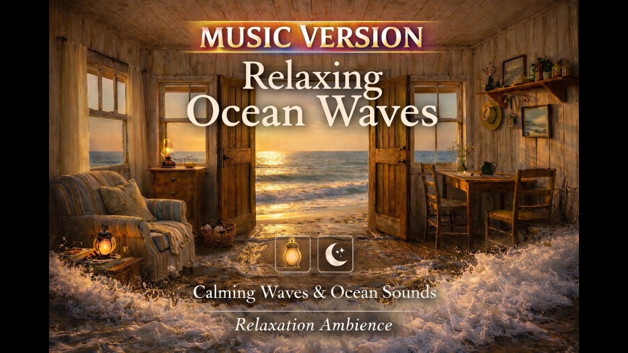 Ocean Waves & Relaxing Music 🌊 Cozy Beach Cabin Ambience