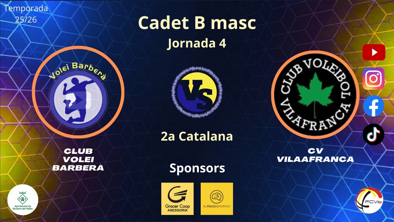 Cv Barberà vs Cv Vilafranca, Cadet B masculí, J4 2a fase, 15/03/26, 2a catalana, #Aymibarberà!!