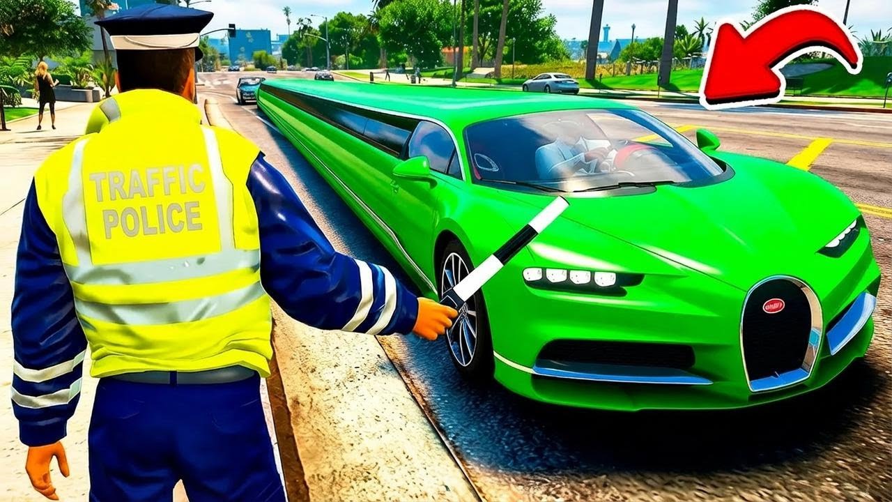 Cop Pulls Over the Longest Bugatti Limo in GTA 5! GTA 5 Online Mods