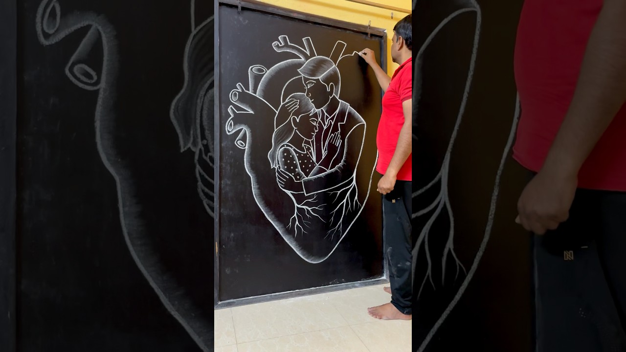 Learn how to draw a loving couple inside a heart ❤️ #drawingtutorial #art #shortvideo