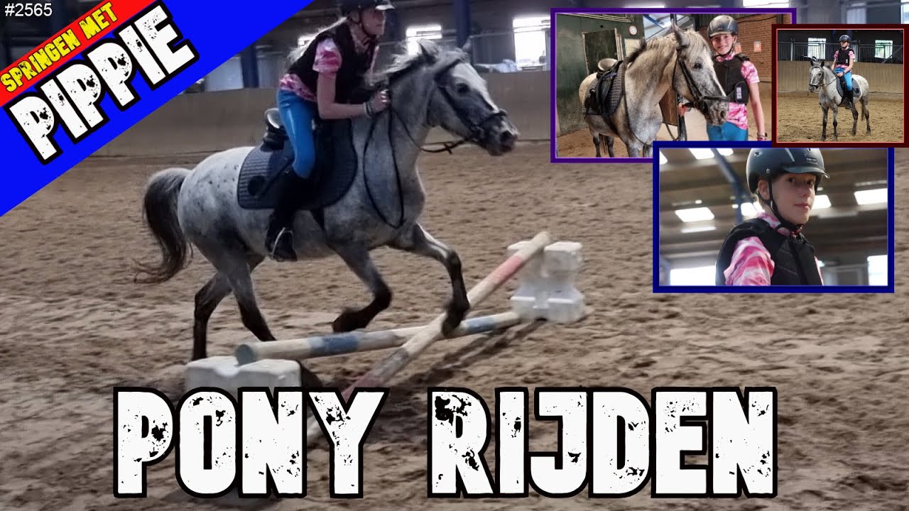 PONY rijden op PIPPIE. Dit keer gaan we in de LES SPRINGEN. De Vorige keer beet hij mij nog!  #2565