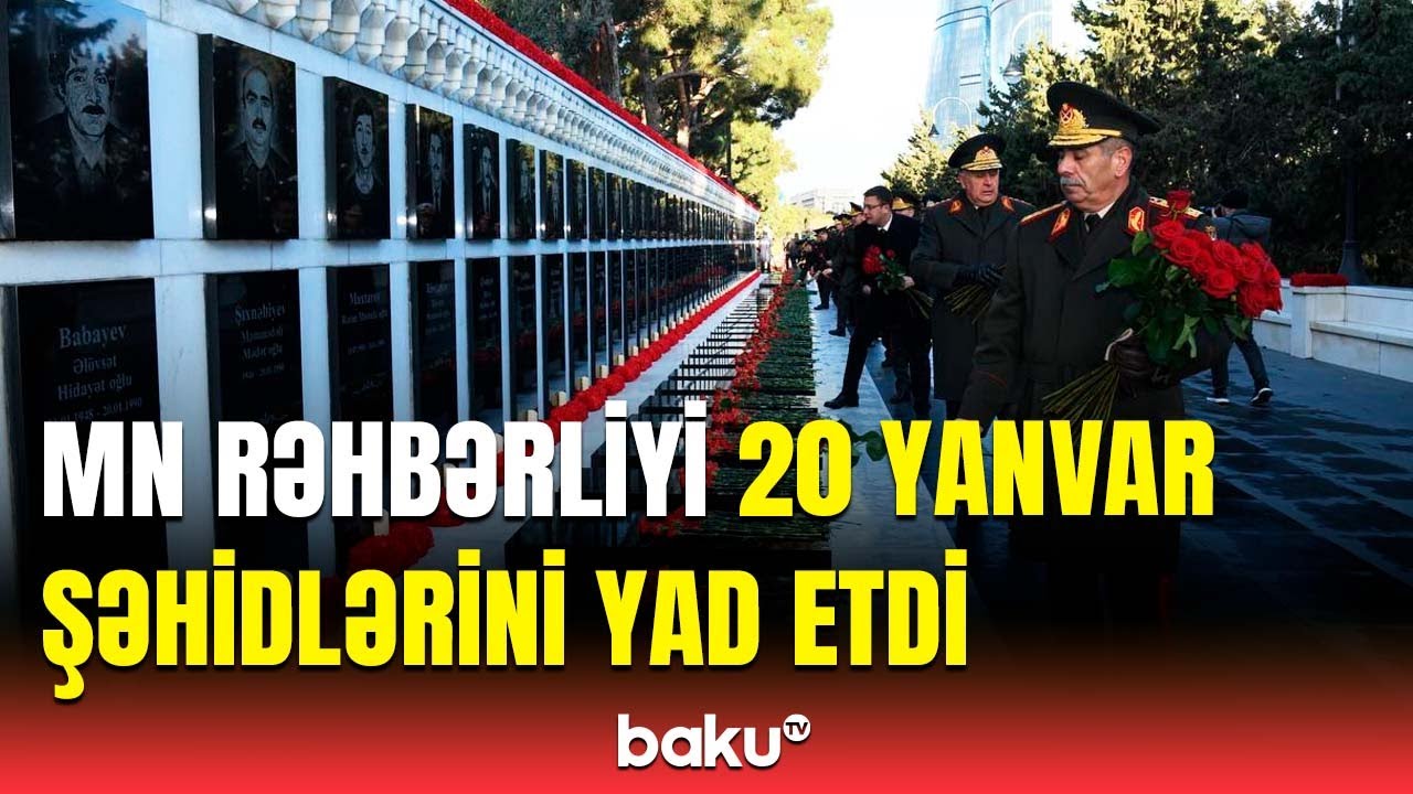 Müdafiə Nazirliyi rəsmiləri Şəhidlər xiyabanında | Ziyarətdən görüntülər