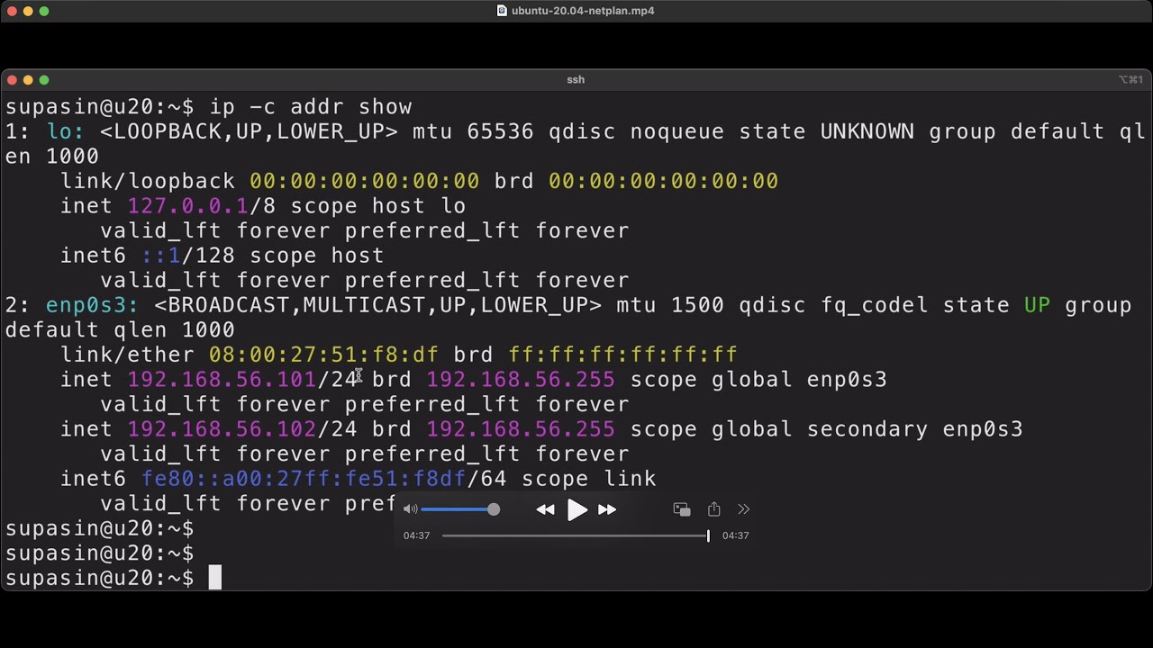 Ubuntu 20.04 : Change IP Address