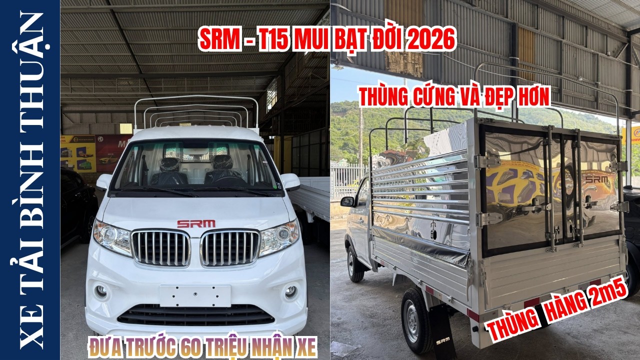 CHI TIẾT SRM T15 MUI BẠT TẢI 990KG THÙNG DÀI 2M5 NHÍP TRƯỚC SAU CHỊU TẢI NẶNG | 0911603286