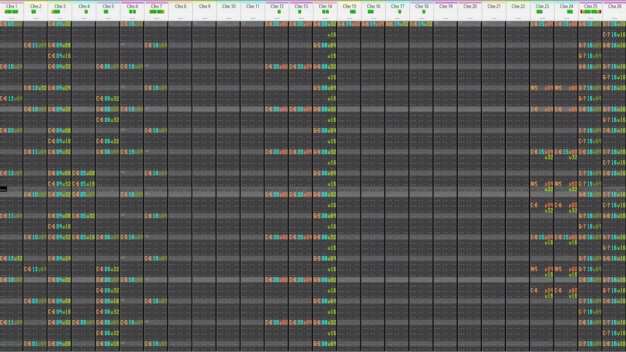 XM Tracker Music Visualization in OpenMPT (Volcano Wastelands) [Open Source Soundtrack]
