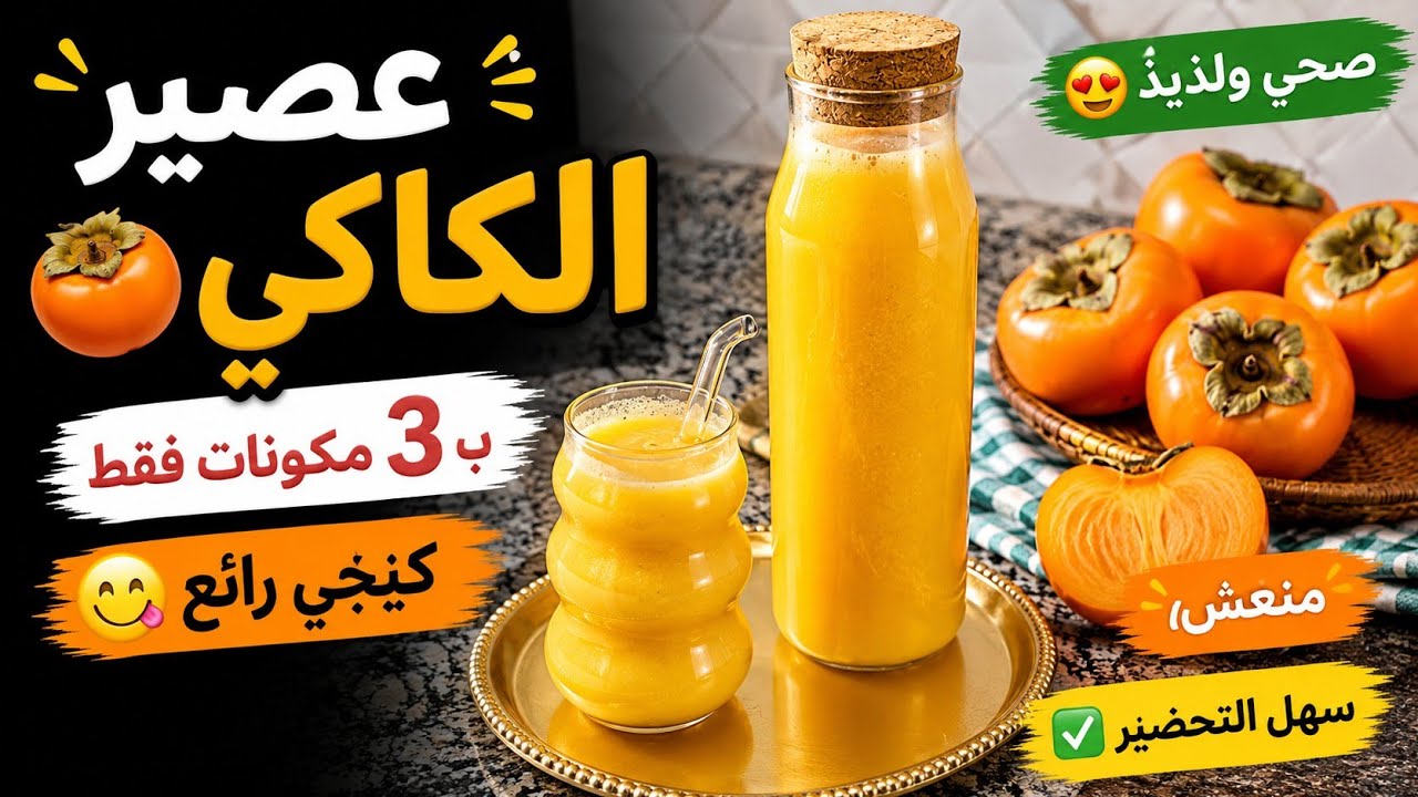 عصير الكاكي ب 3 مكونات فقط كيجي رائع 😋