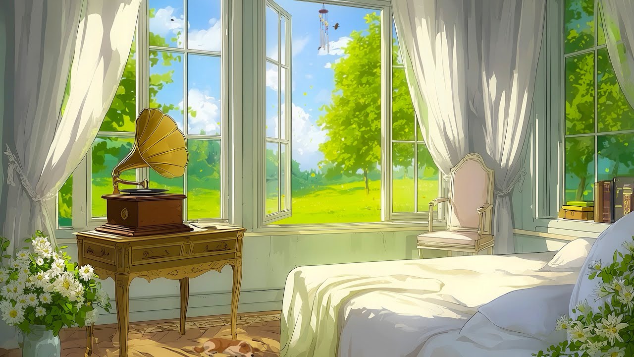 1940's Oldies Drifting In from Another Room | Peaceful Garden View & Old Music
