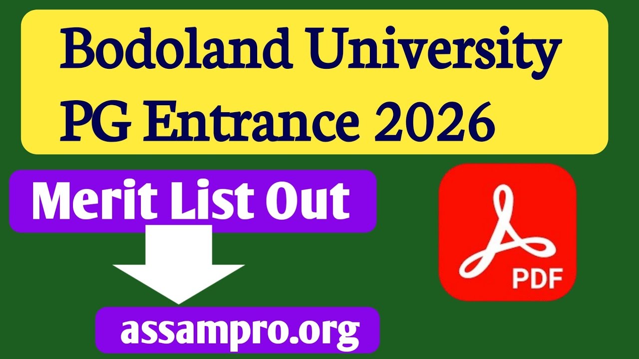 Bodoland University PG Entrance Merit list 2026 || BU PG Entrance Result 2026 out 