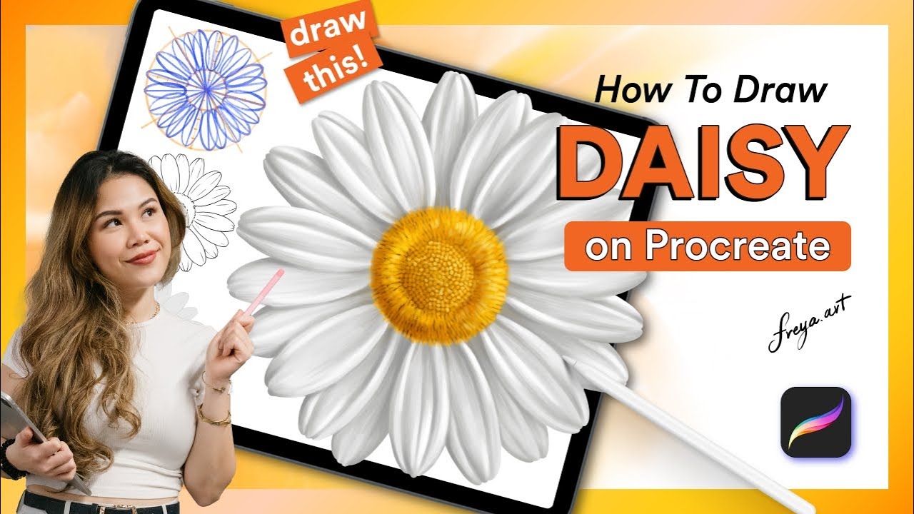 Daisy Flower Drawing: Easy Beginner's Guide to a Realistic Daisy on Procreate 🌼