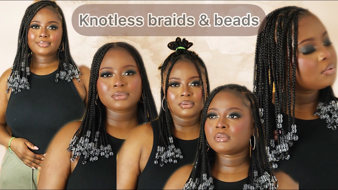 DIY SHORT KNOTLESS BRAIDS & BEADS TUTORIAL | BEGINNER FRENDLY | #knotlessbraids #braids