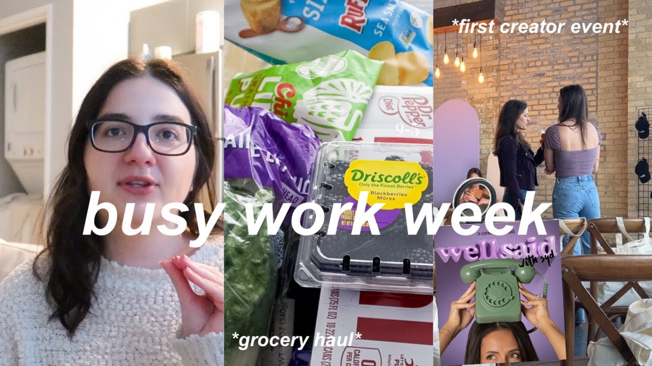 9-5 therapist work week in the life: busy days, podcast event, affordable grocery haul