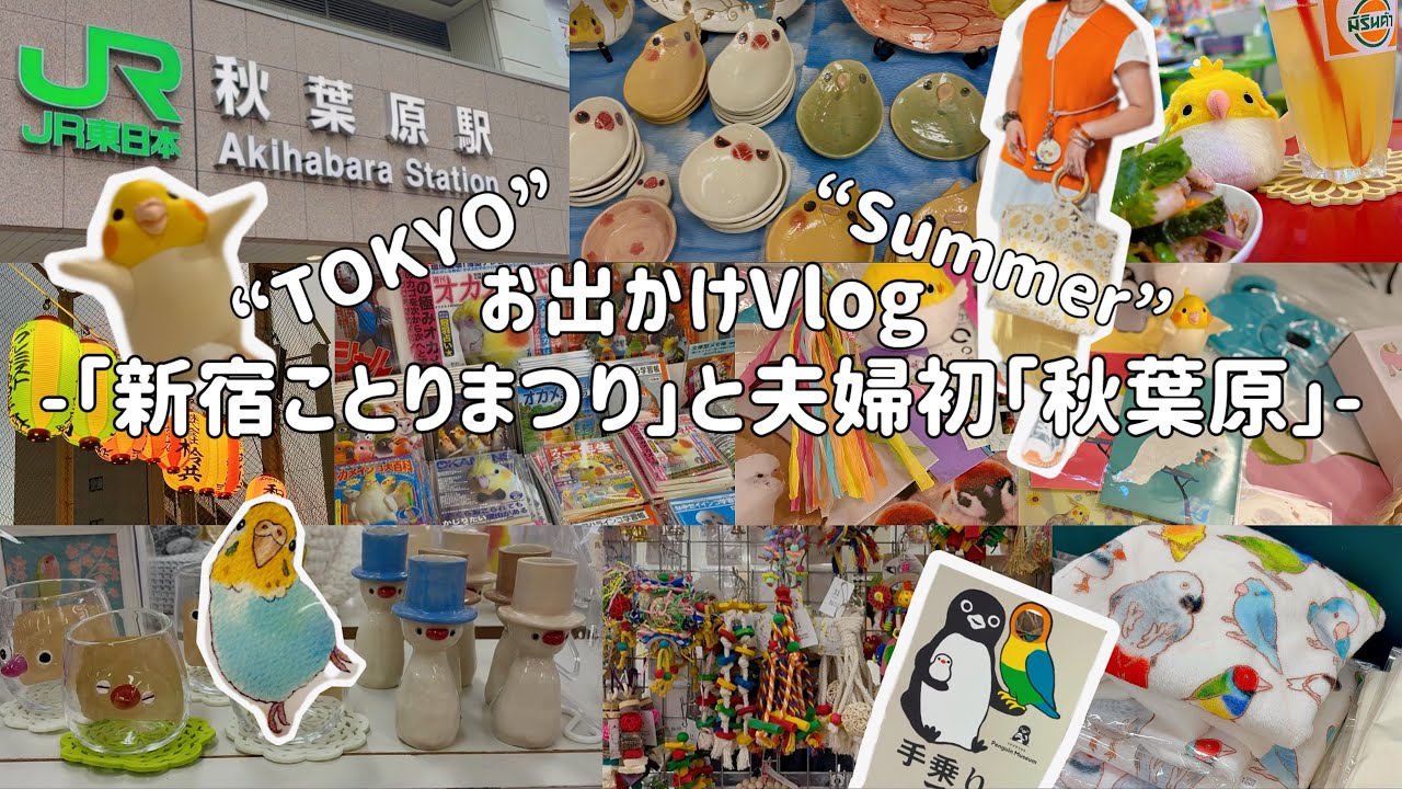 【Vlog】鳥好き女が『新宿ことりまつり』で爆買いをして、夫婦「初」秋葉原を満喫した最高1日🗼【購入品紹介】🐥