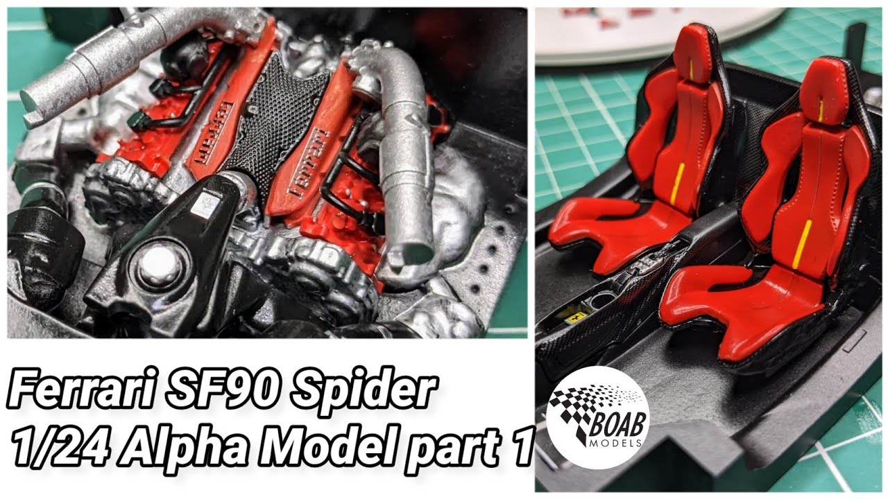Ferrari SF90 Spider - Building the Alpha Model resin kit Part 1 - Engine and interior