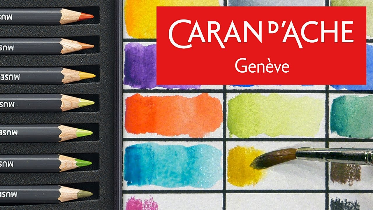 Unbox and Swatch - Caran D'Ache Museum Aquarelle Water Soluble Landscape Pencil Set of 20