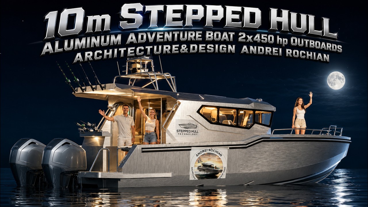 10m Stepped Hull Aluminum Adventure Boat  2x450 hp  Outboards Architecture&Design Andrei Rochian