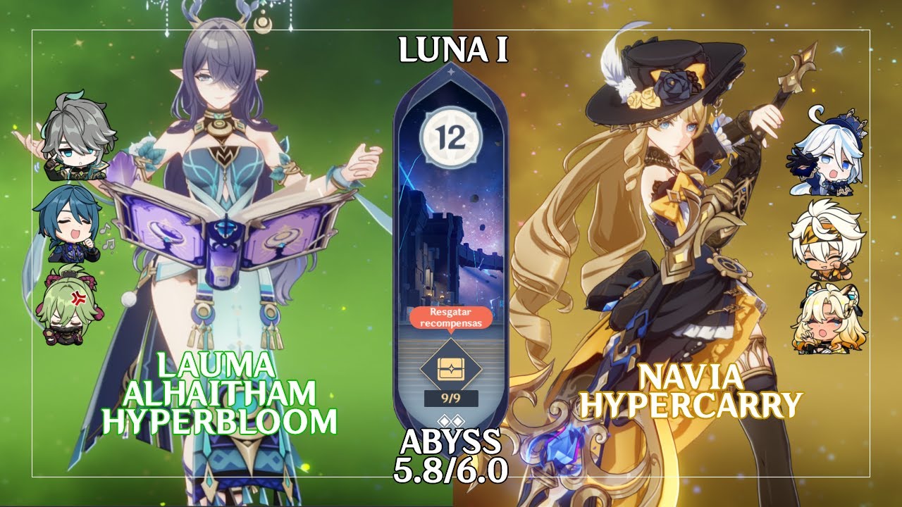 C0 Lauma Alhaitham Hyperbloom & C0 Navia Hypercarry | Genshin Impact Abyss 5.8/6.0 Floor 12 9 Stars