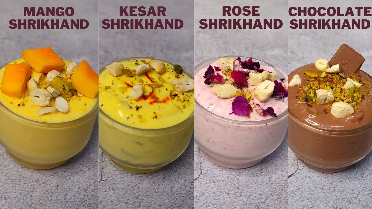 4 different flavoured shrikhand | Healthy summer dessert | Shrikhand recipe |