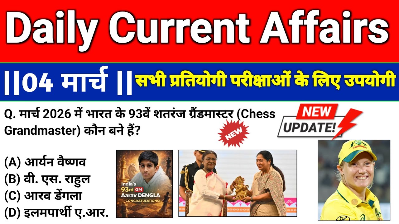 04 March 2026 Current Affairs | Daily Current Affairs | Current Affairs in Hindi | #upsc #gk #upsi