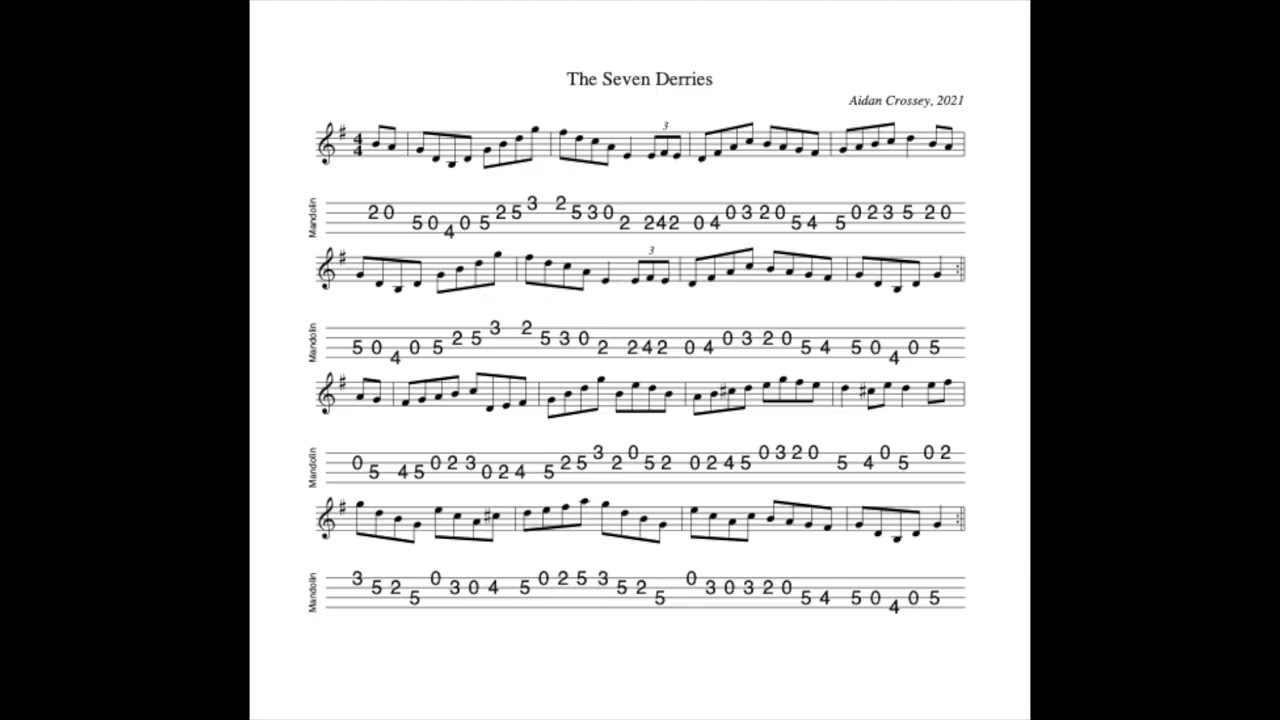 The Seven Derries REVISITED - a hornpipe in G Major composed, tabbed and played by Aidan Crosssey