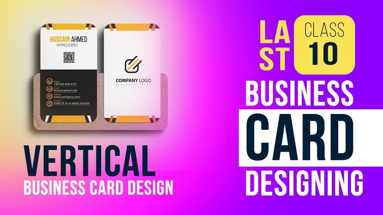 Vertical Business card design in photoshop | Class - 10 | Urdu / Hindi