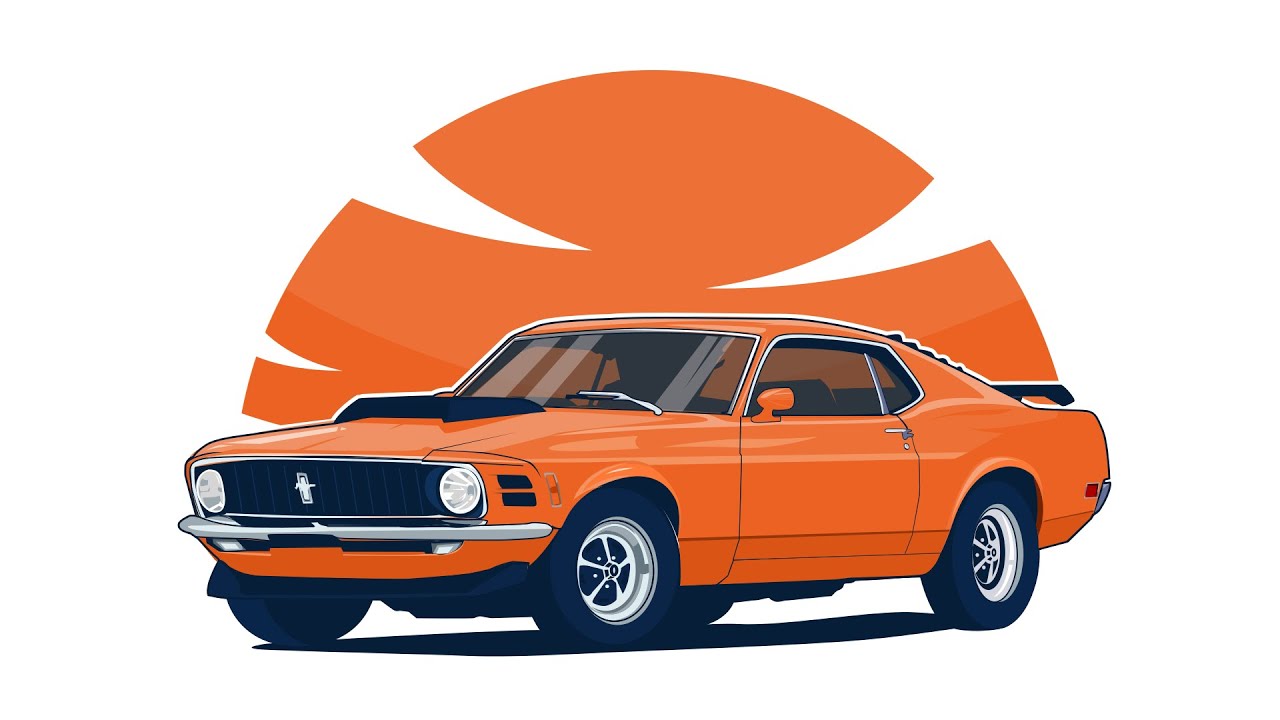Inkscape : Car Vector Illustration | 1970 Ford Mustang Boss 429  (Speedart)
