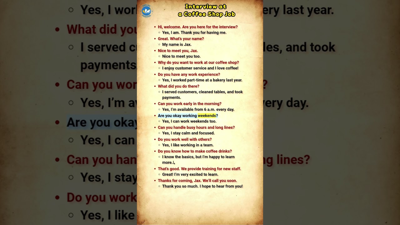 Get the Job! English Interview Practice for Coffee Shop Workers