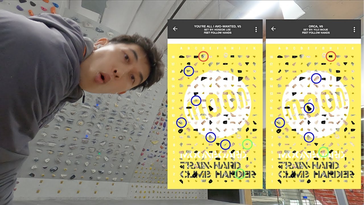 Решаем, на мой взгляд, самые сложные тесты Moonboard 2019 V5 и V6 | «You’re All I Avo-Wanted V5» ...