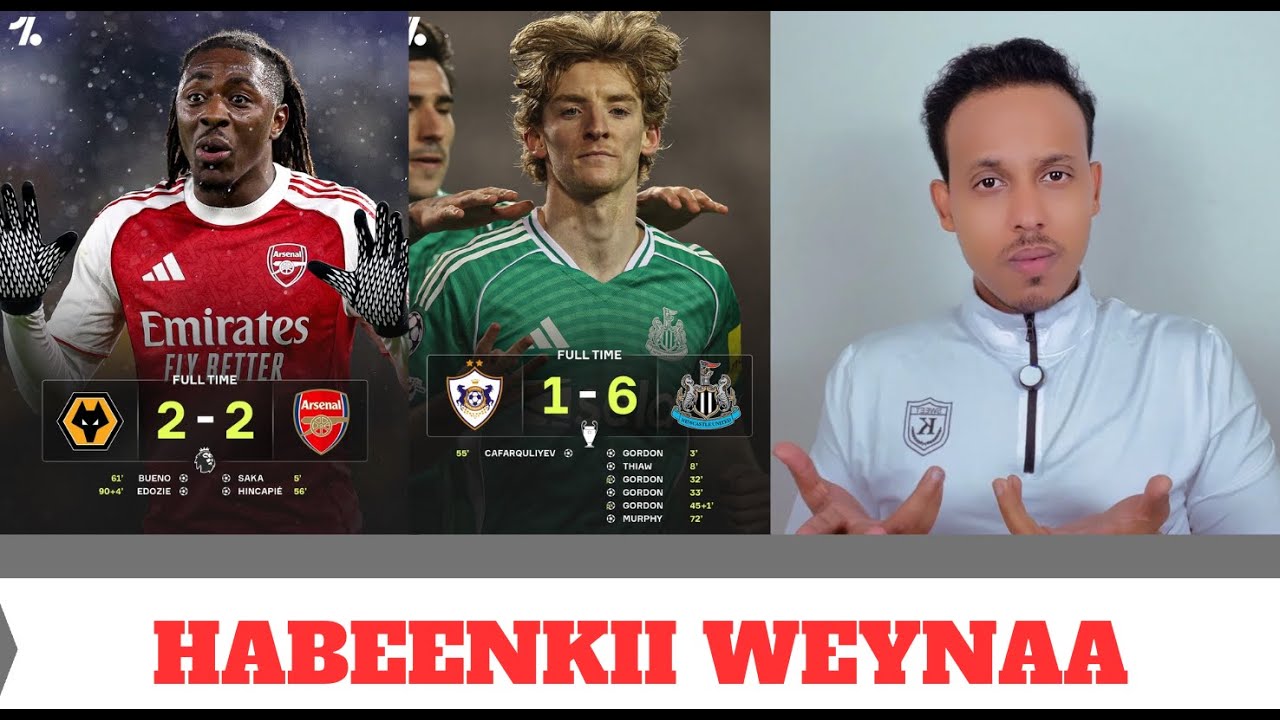 Arsenal 2-2 Wolves kuwaan Horyaal Shaqo kuma laha waaba eber kawaran inter tii ku dhacday ilaa Champ