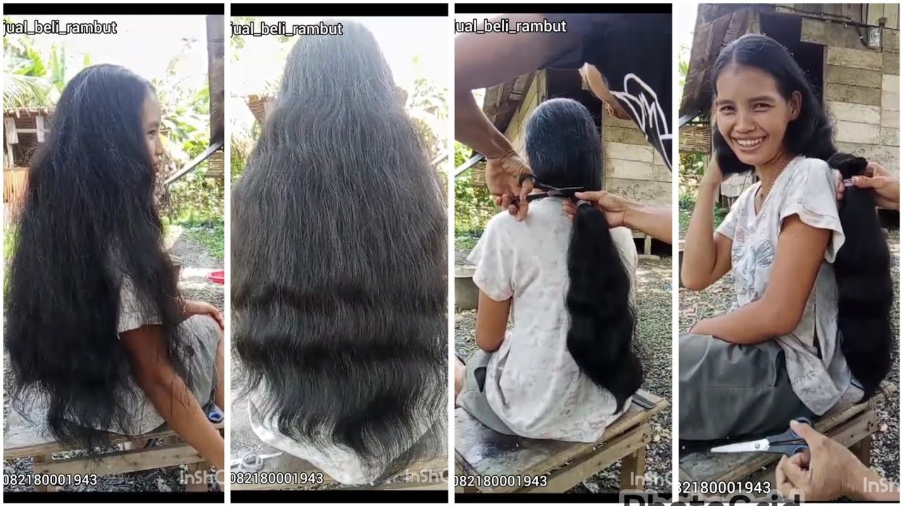 RAMBUT PANJANG SUPER TEBAL WANITA DESA DIPOTONG PENDEK | LONG TO SHORT HAIRCUT IN VILLAGE