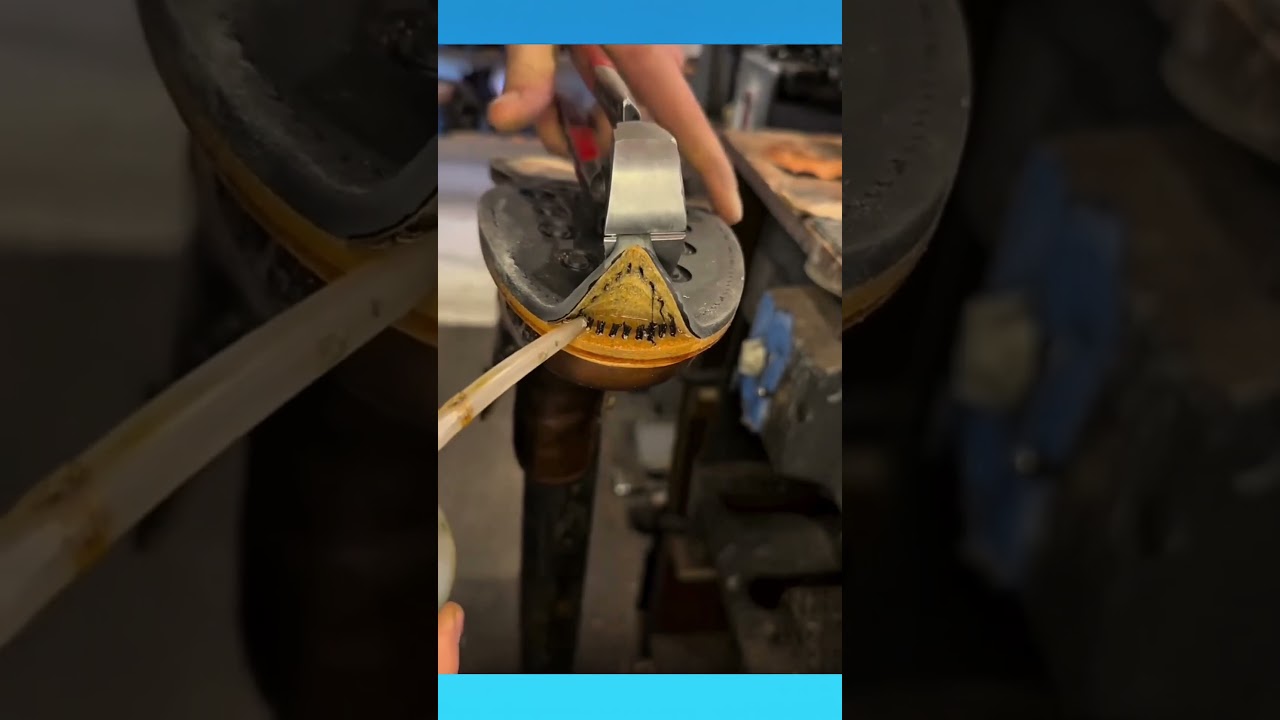 Removing the formal shoe outsole, peeling off the strong adhesive layer. #DIY #Shoes #Repair