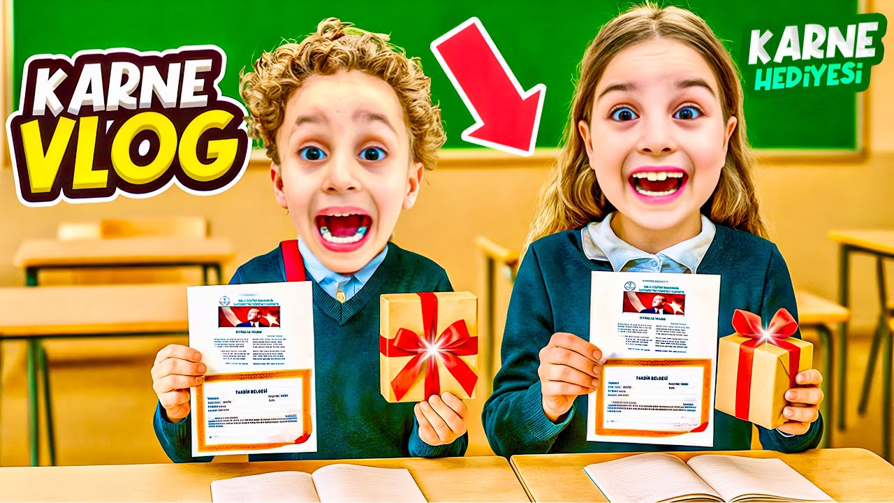 KUZEY ELİF KARNE GÜNÜMÜZ VLOG !! KUZEY ELİF KARNE HEDİYESİ NE ALDIK ?!