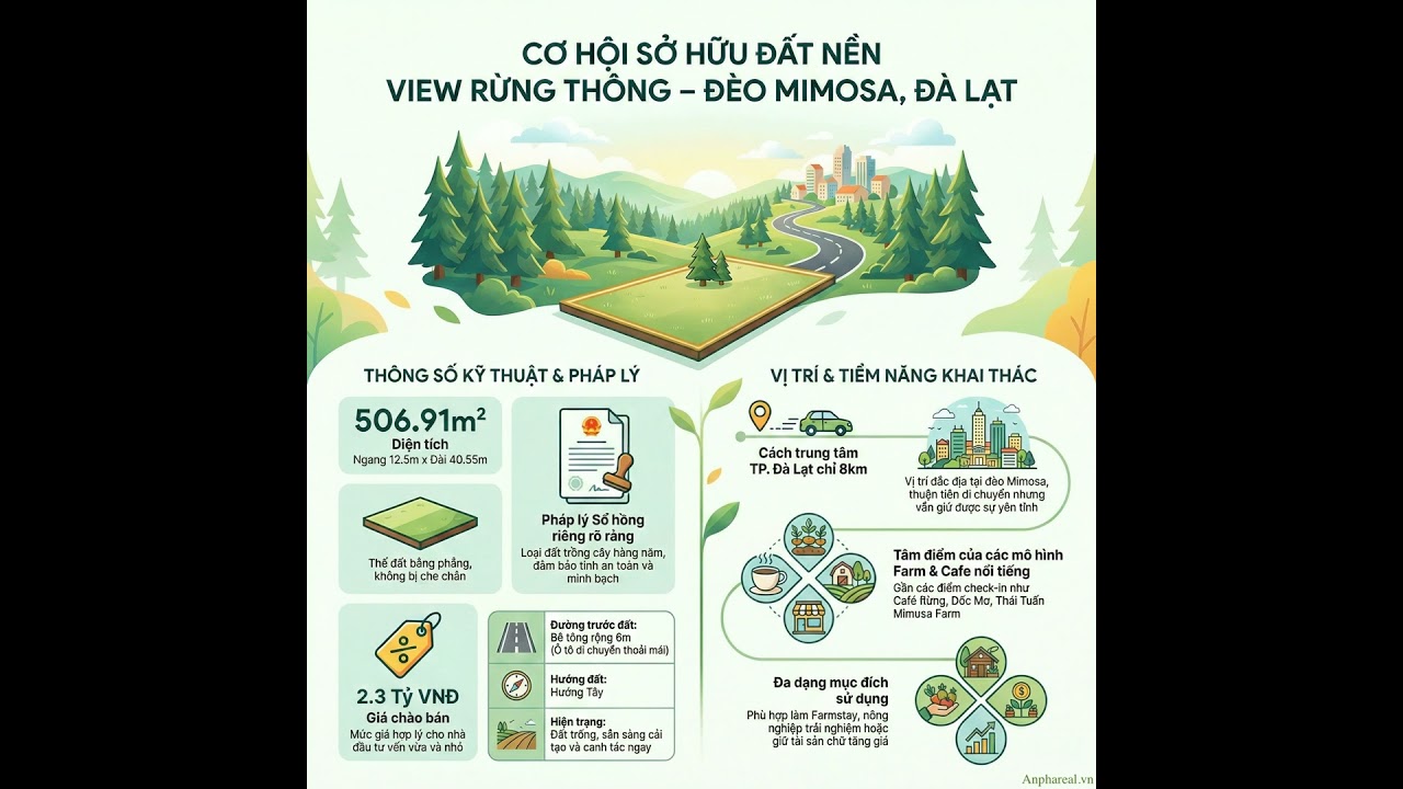 Đất Nông Nghiệp Sổ Riêng View Rừng Thông Đèo Mimosa - Phường 10, TP. Đà Lạt