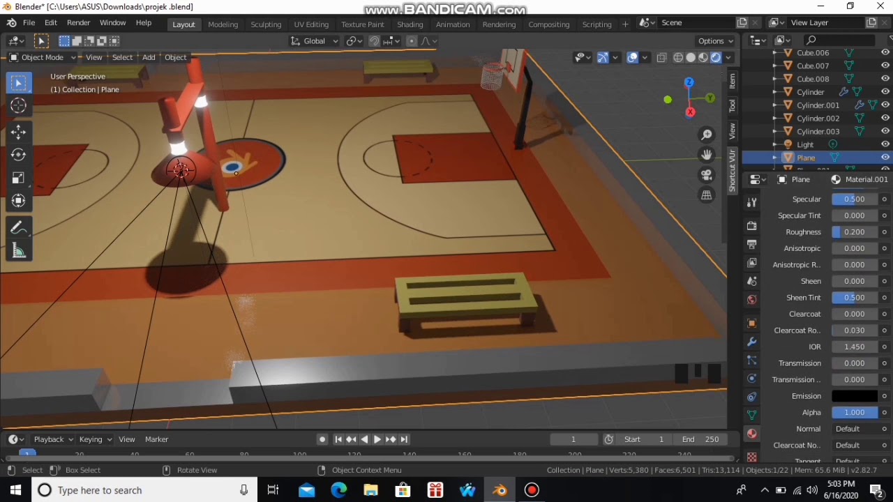 Membuat scene 3D Lapangan Bola Basket (blender 2.8)