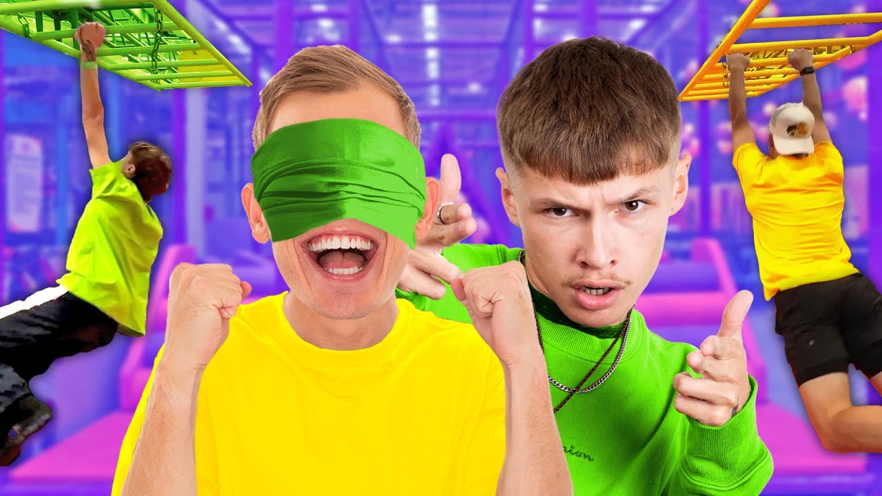 Highwire Ninja Challenge BLINDFOLDED?! | Chris VS Manu Ninjathlon | What Now Challenges
