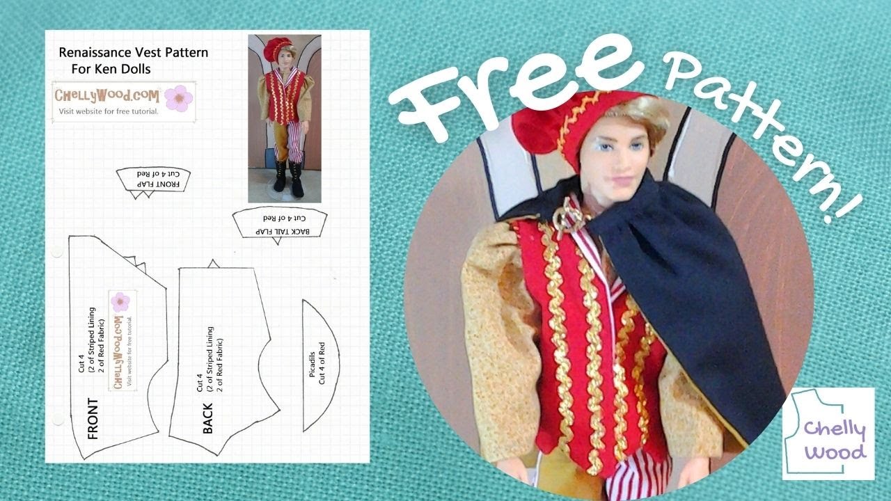 Free Doll Clothes Patterns: Make a Renaissance Vest for Ken Dolls 