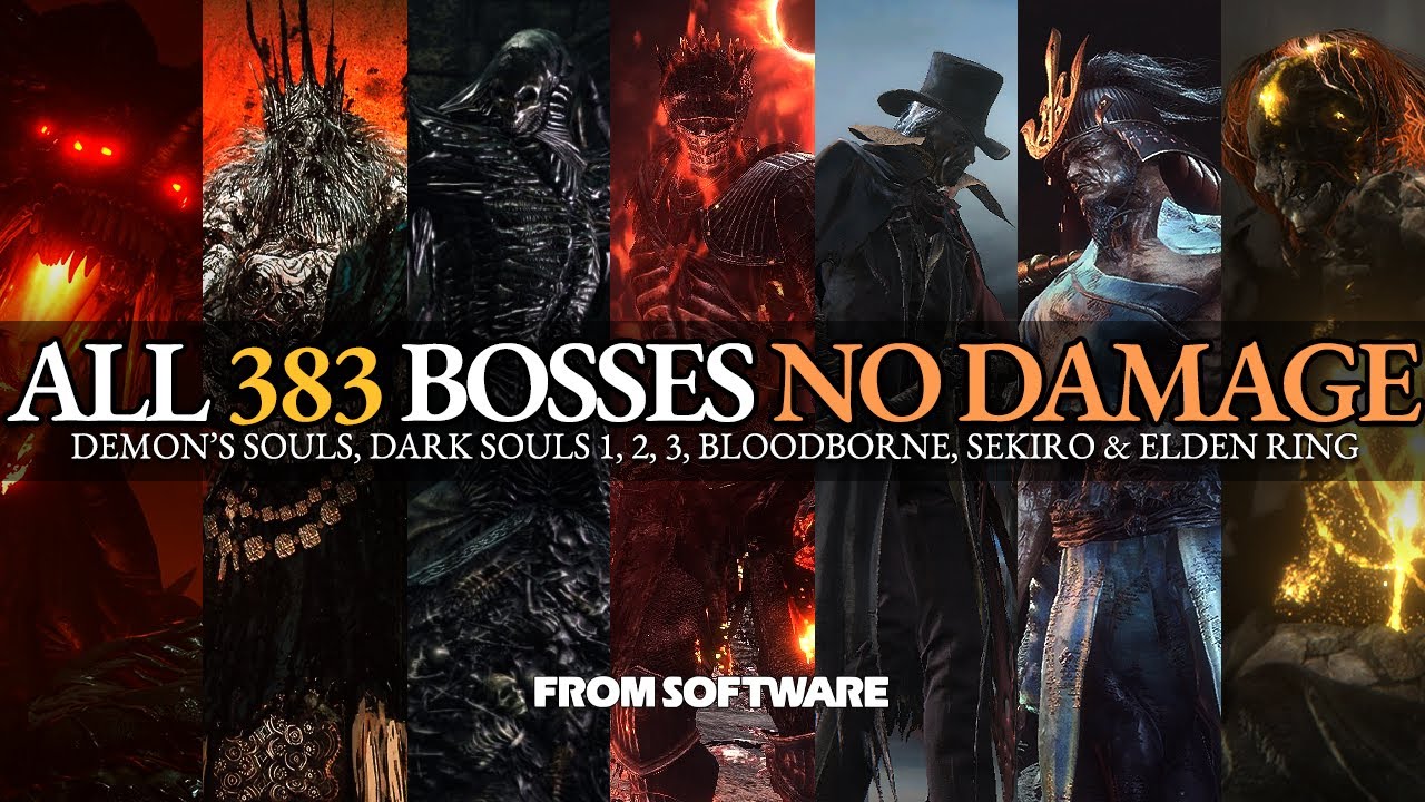 All 383 Boss Fights (No Damage) - Demon's Souls, Dark Souls 1, 2, 3, Bloodborne, Sekiro & Elden Ring