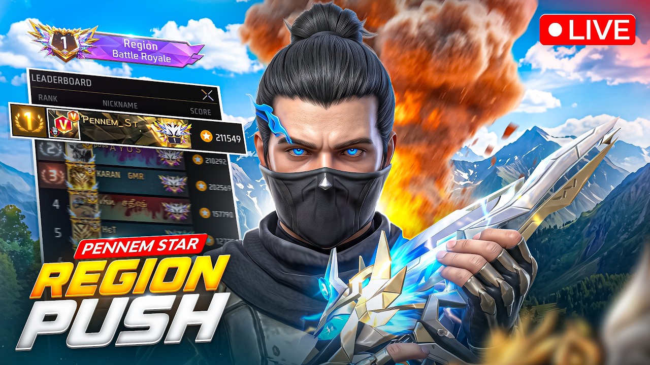 🔴 Free Fire LIVE with Pennem Star | Rank Push & Intense Gameplay ❤️ #freefire #live #pennemstar