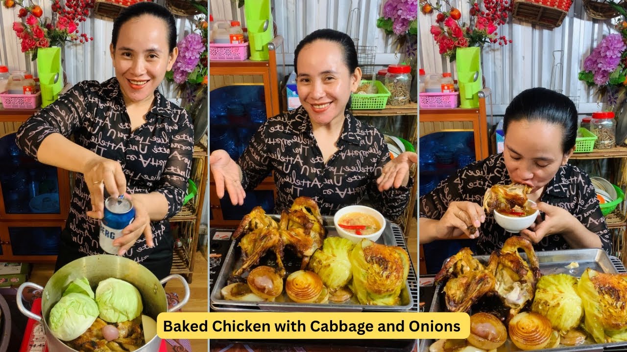 Baked Chicken with Cabbage and Onions Recipe 