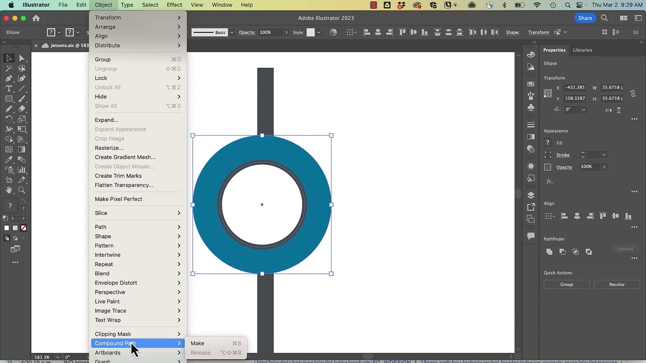 Making compound paths in Illustrator
