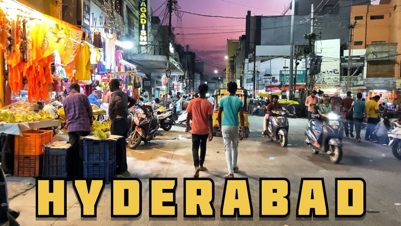 Hyderabad Secunderabad Regimental Bazar Night Life Evening Walking Tour (India) 4K HDR