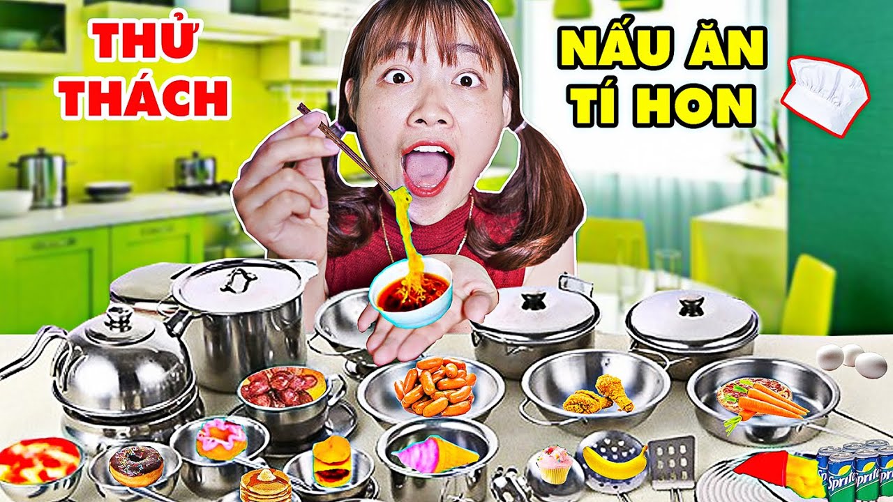 Thử Thách Nấu Và Ăn Đồ Ăn Tí Hon Mini - Hà Sam