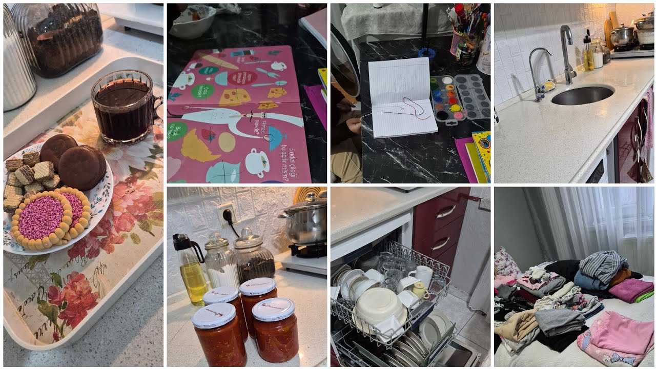#GÜNLÜK EV VLOGLARI,ÜC COCUKLA  BIR AKSAM ,DAG GIBI CAMASIR, TEZGAHI TOPLADIM , ESIME IHLAMUR 
