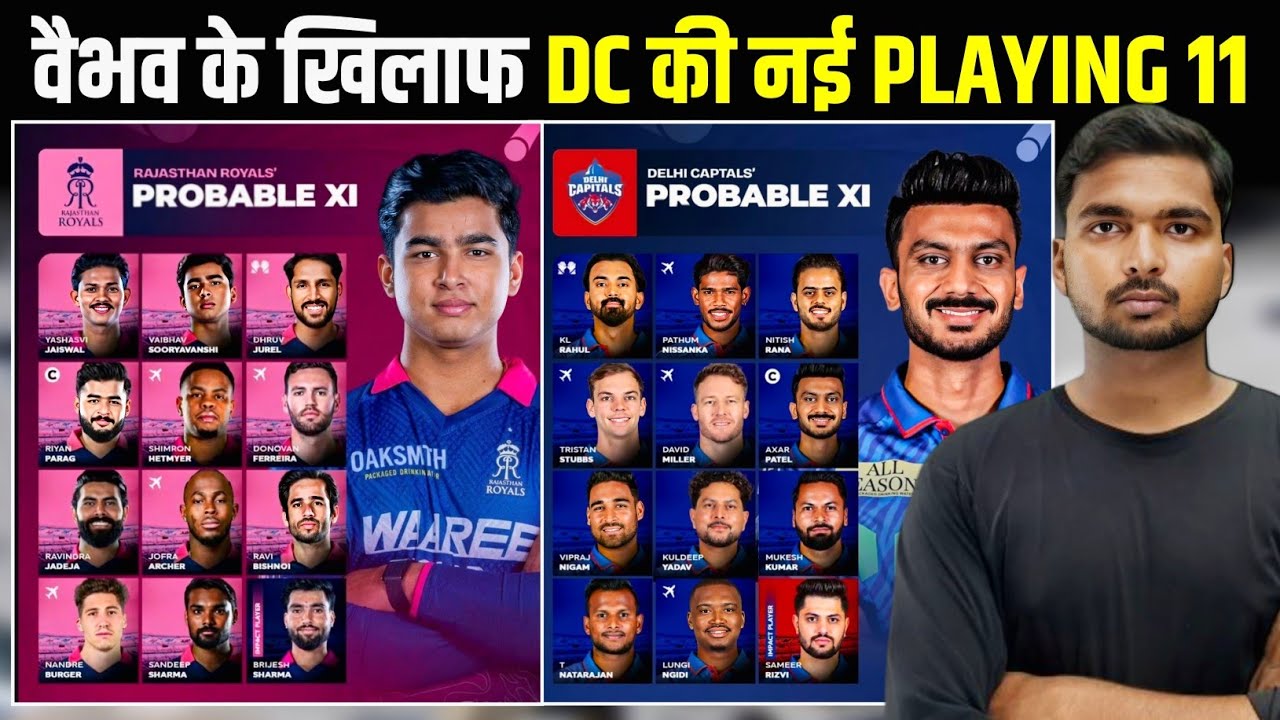 RR vs DC:- Playing 11 Comparison! | Who will win and who will lose?