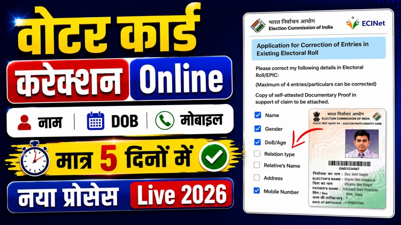 Voter ID Card Correction Online | Voter Card Me Name Date of Birth Address Or Photo Update online