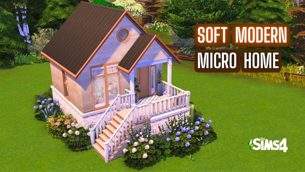 Мягкий современный микродомик | The Sims 4 | Расслабляющая скоростная сборка | Без CC