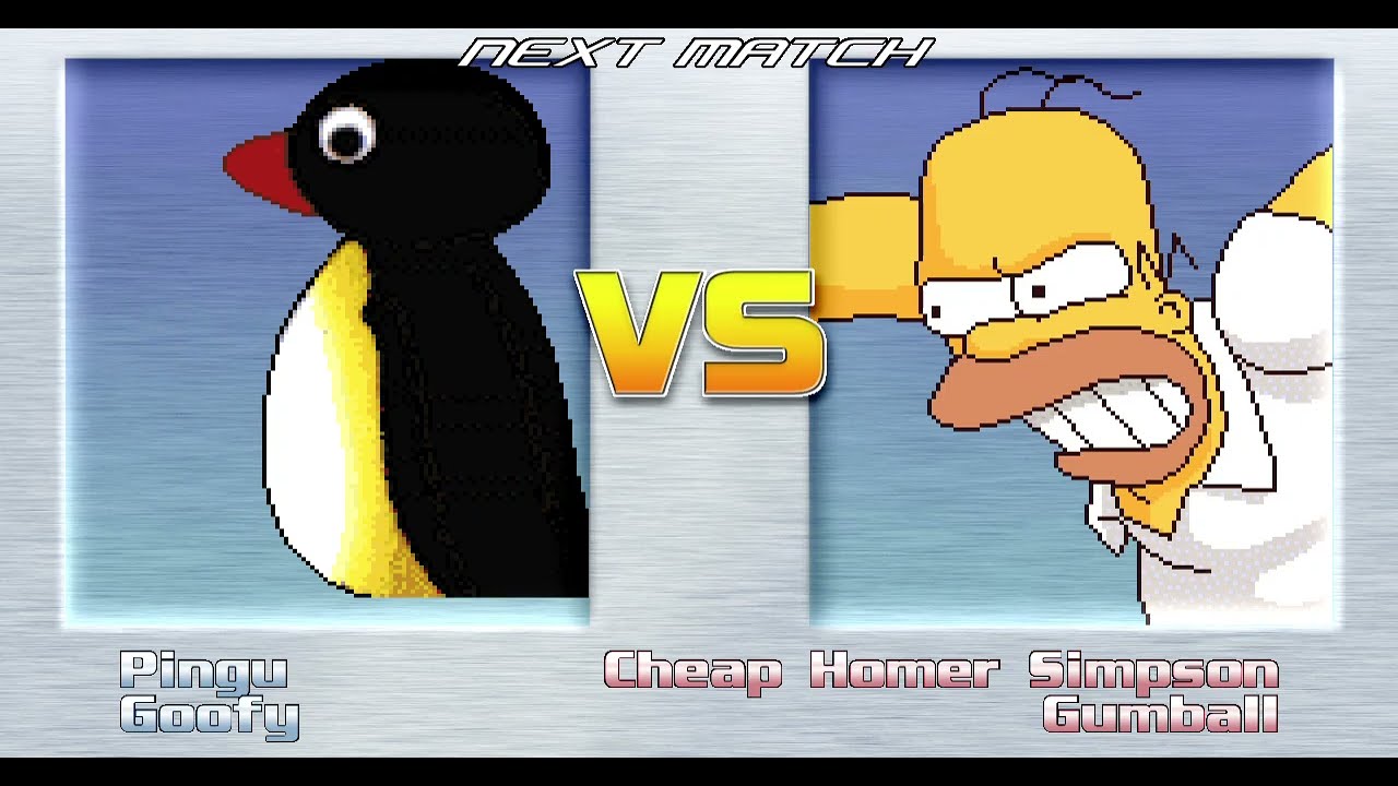 Mugen Request Pingu & Goofy VS Cheap Homer Simpson & Gumball