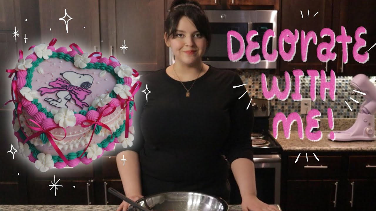Decorate a cake with me! Cute 8 inch vintage-style heart cake