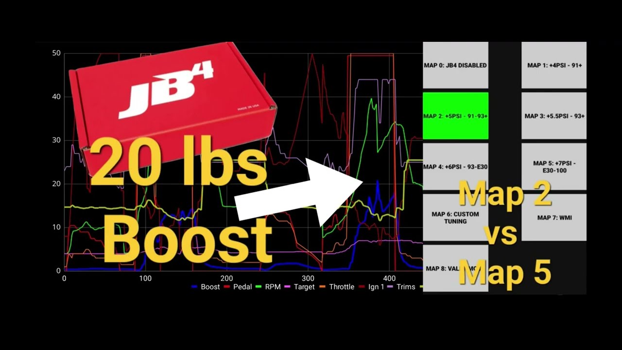 Jb4 Tuner Map 2 vs Map 5 on Infiniti 3.0t. Runs on 91-100 octane