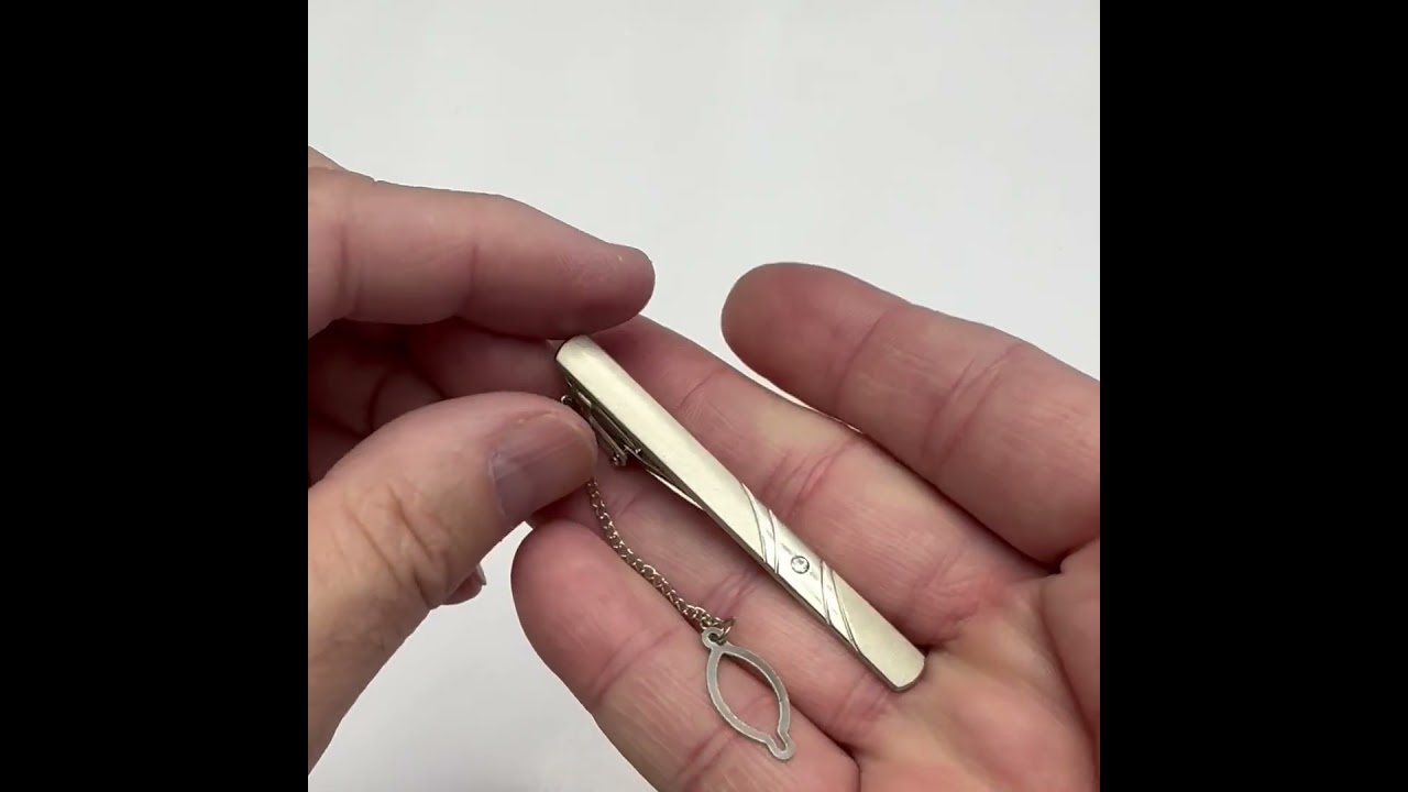 Men's Tie Clip Silver Wave Center Crystal Clip Men's Fashion #tiebar #mensclothing #fashionjewelry